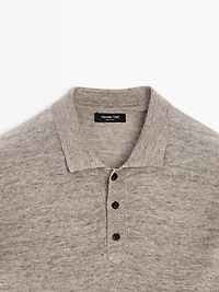 100% linen knit polo collar sweater