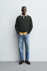 CONTRAST COLLAR POLO SWEATSHIRT