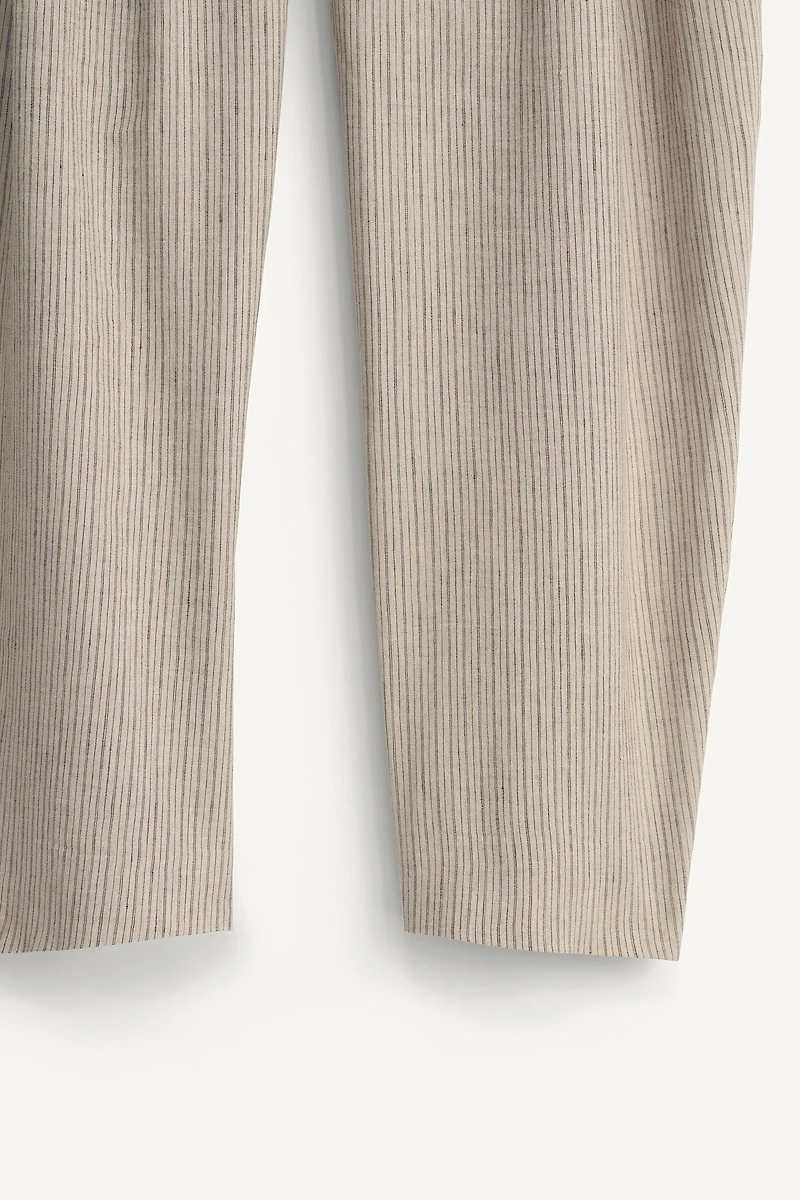 PANTALON À RAYURES EN MÉLANGE DE LIN ÉDITION LIMITÉE