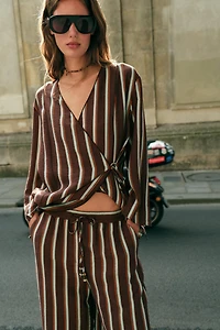 STRIPED WIDE LEG PANTS