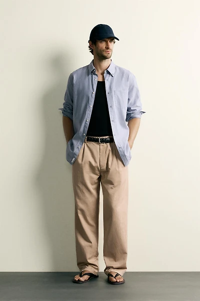 PANTALON CHINO DÉCONTRACTÉ À PLIS