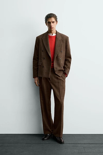 PLAID SUIT PLEATED PANTS
