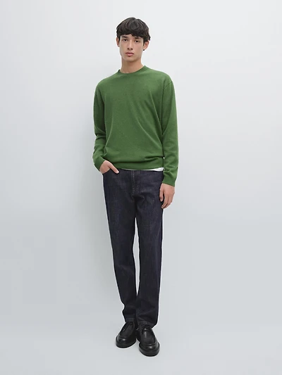 Wool blend crew neck knit sweater