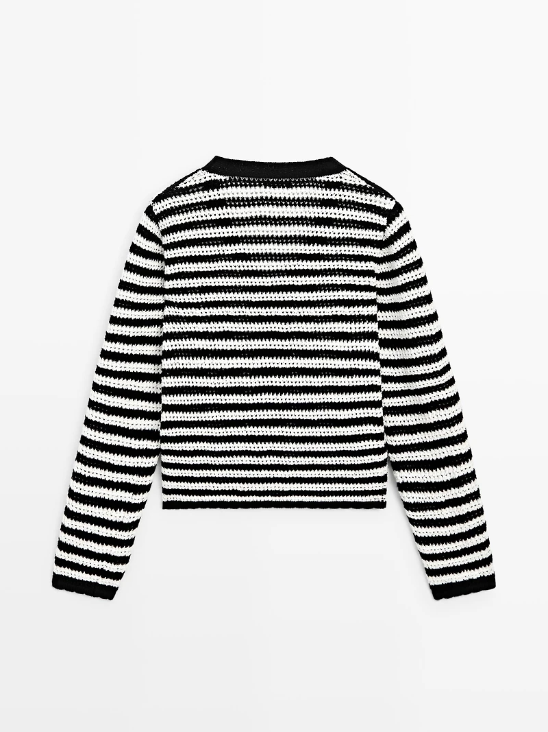 Striped knit cardigan