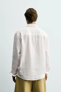 100% LINEN RELAXED FIT SHIRT WITH POCKETS