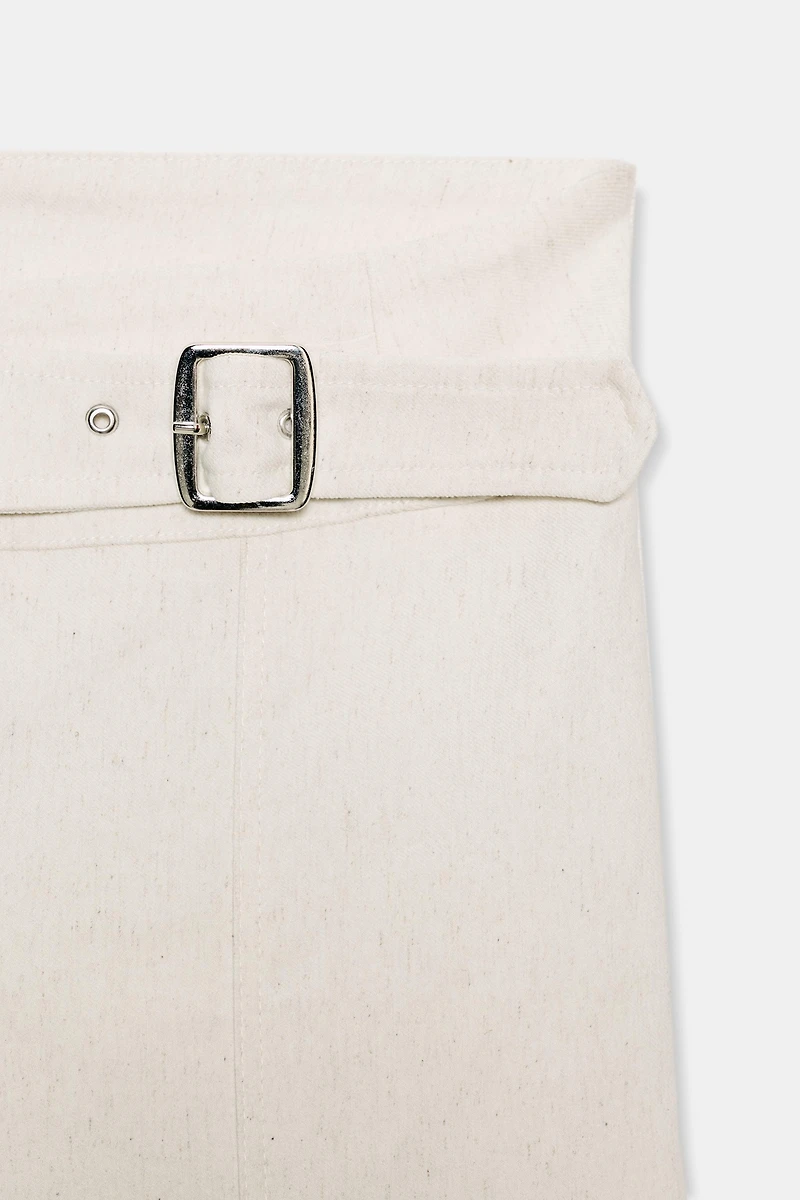 ELASTIC TWILL PANTS WITH BELT LOOP DETAIL