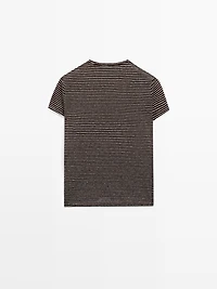 100% linen regular fit striped T-shirt