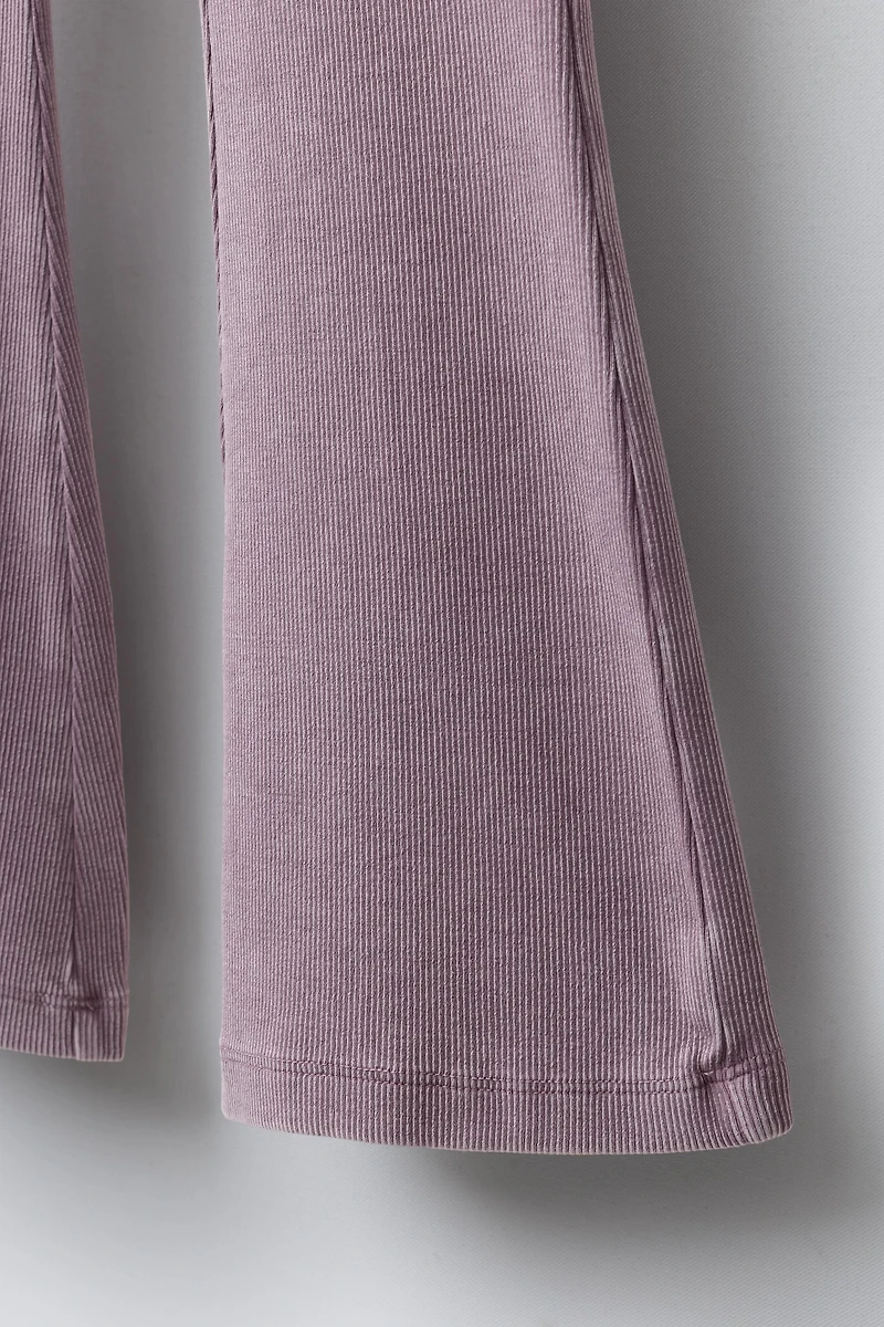 HEAVY WEIGHT T-SHIRT AND WASHED EFFECT RIB FLARE LEGGINGS SET