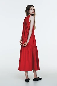 NYLON MIDI DRESS WITH TIES
