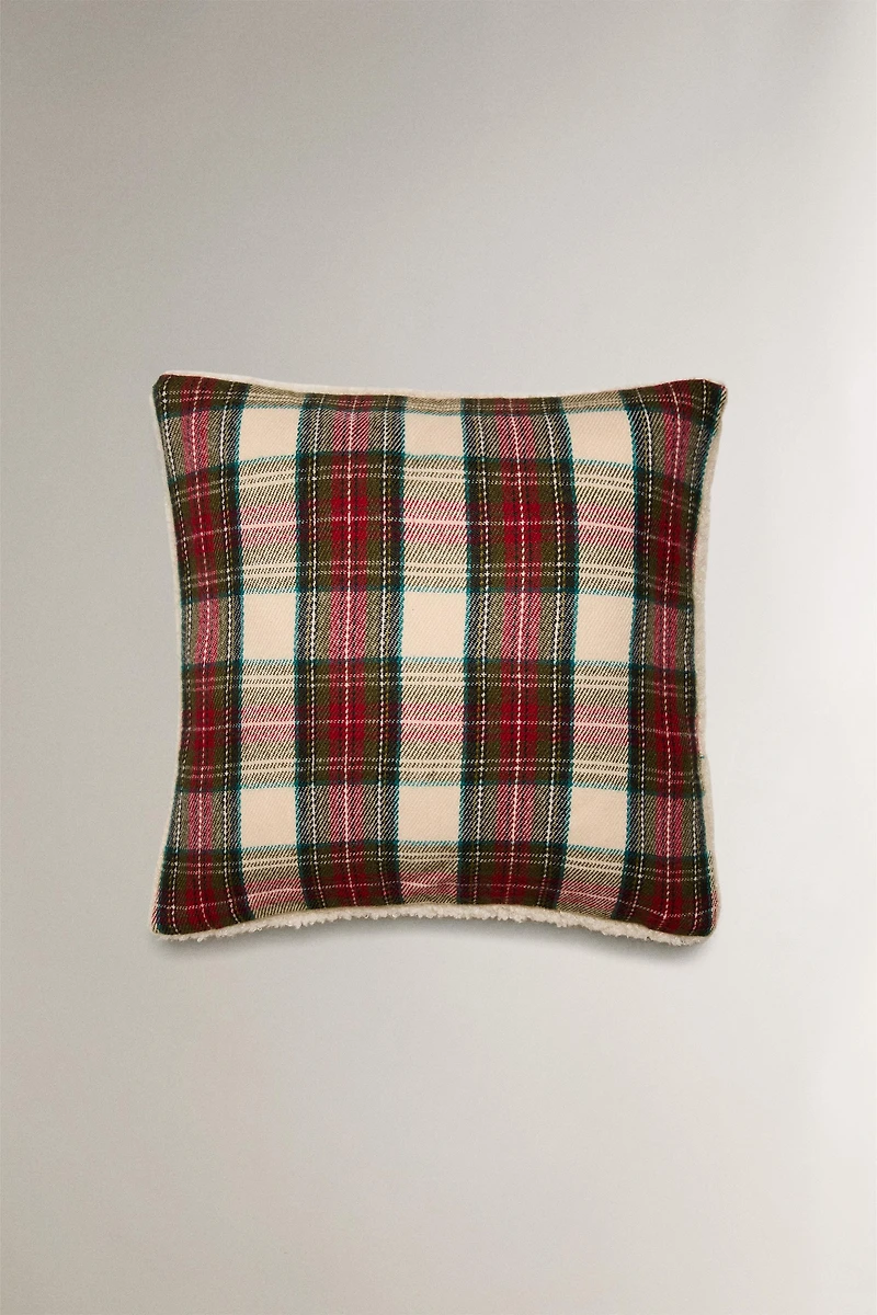 CHRISTMAS TARTAN CHECK THROW PILLOW COVER