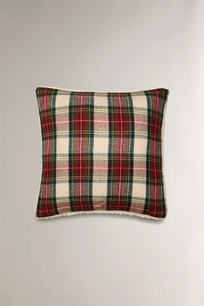 CHRISTMAS TARTAN CHECK THROW PILLOW COVER