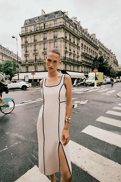 ROBE MIDI LISERÉS CONTRASTE