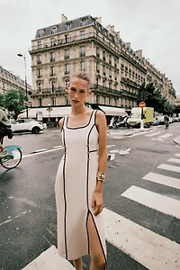 ROBE MIDI LISERÉS CONTRASTE