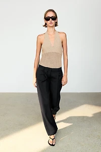 Flowing cropped wide-leg pants