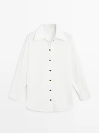 Poplin shirt with golden buttons
