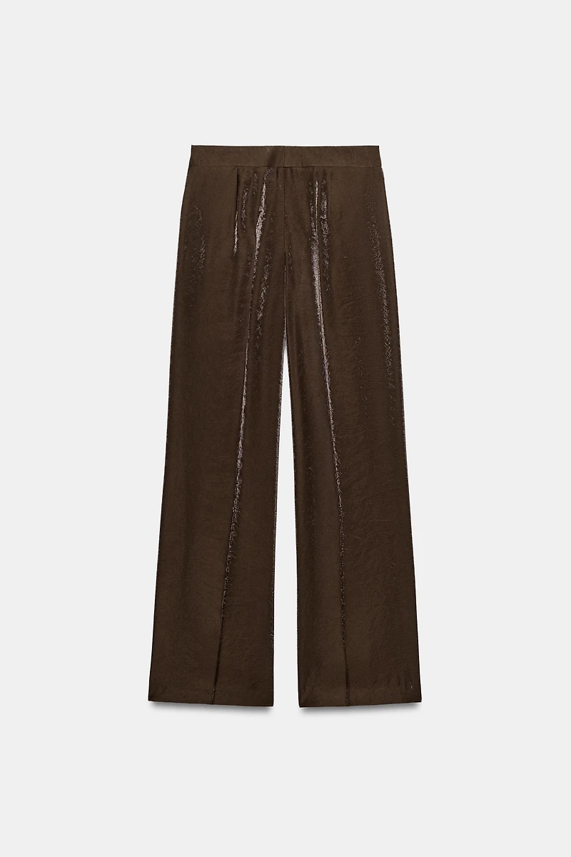 SHINY EFFECT STRAIGHT PANTS
