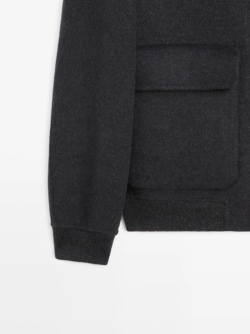 Blouson poches mélange laine