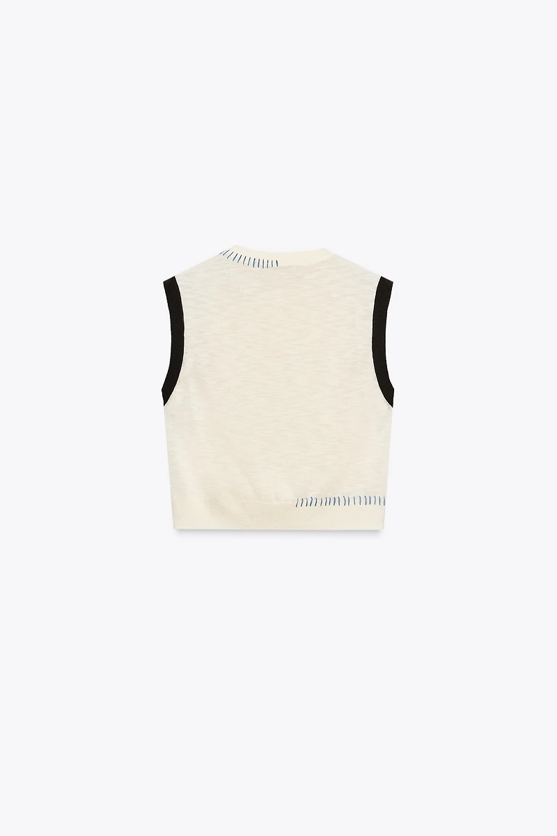 CONTRAST KNIT TOP