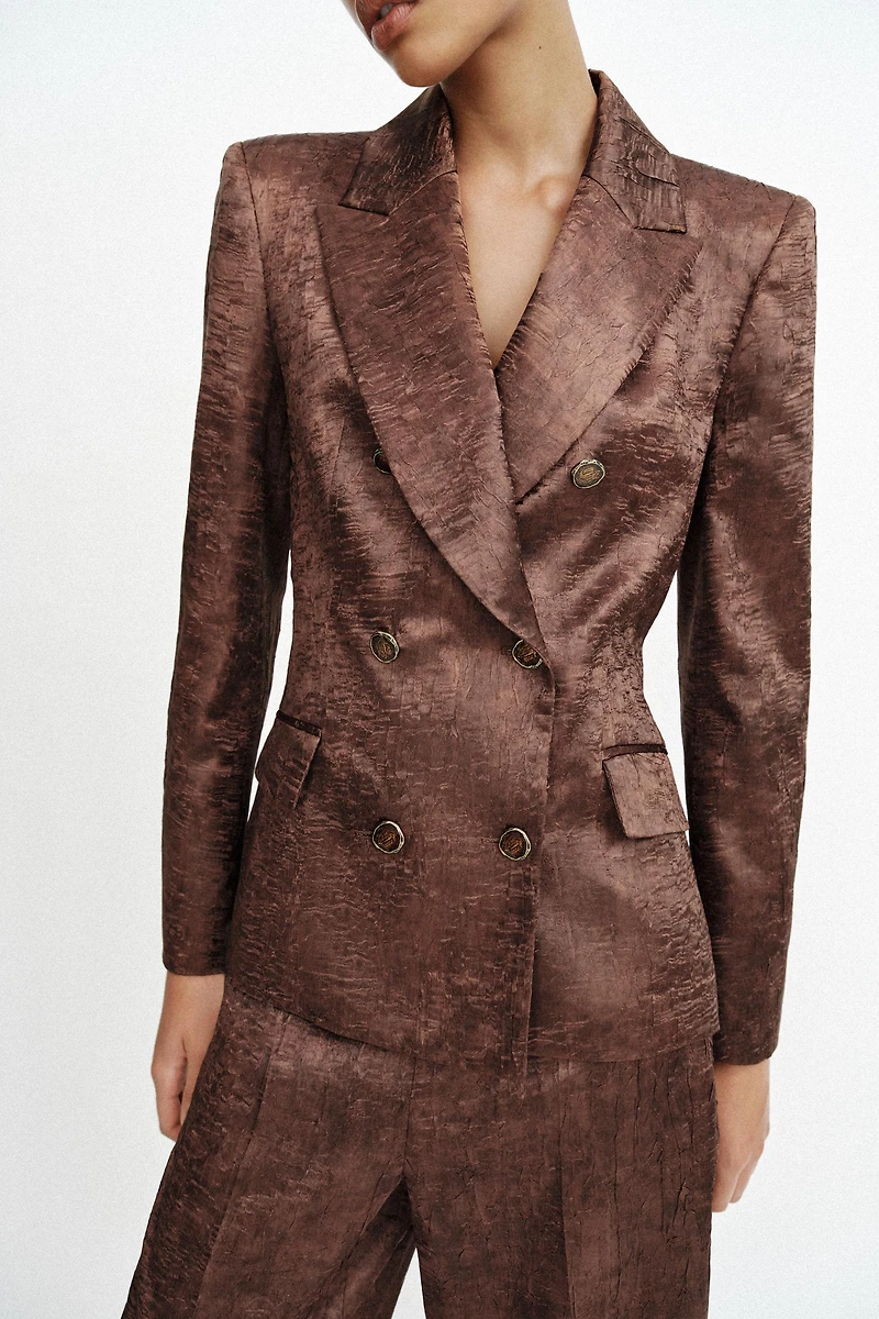 WRINKLED LOOK SHOULDER PAD BLAZER