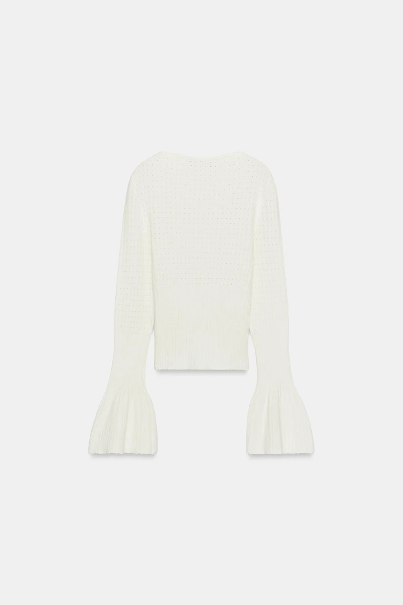 POINTELLE KNIT FLARED SLEEVE JUMPER