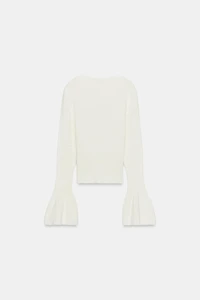 POINTELLE KNIT FLARED SLEEVE JUMPER