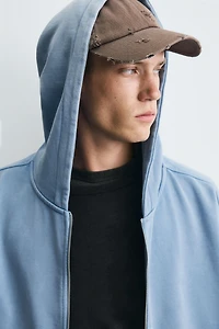 SWEAT DÉLAVÉ ZIPPÉ À CAPUCHE