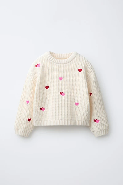 EMBROIDERED HEART KNIT JUMPER