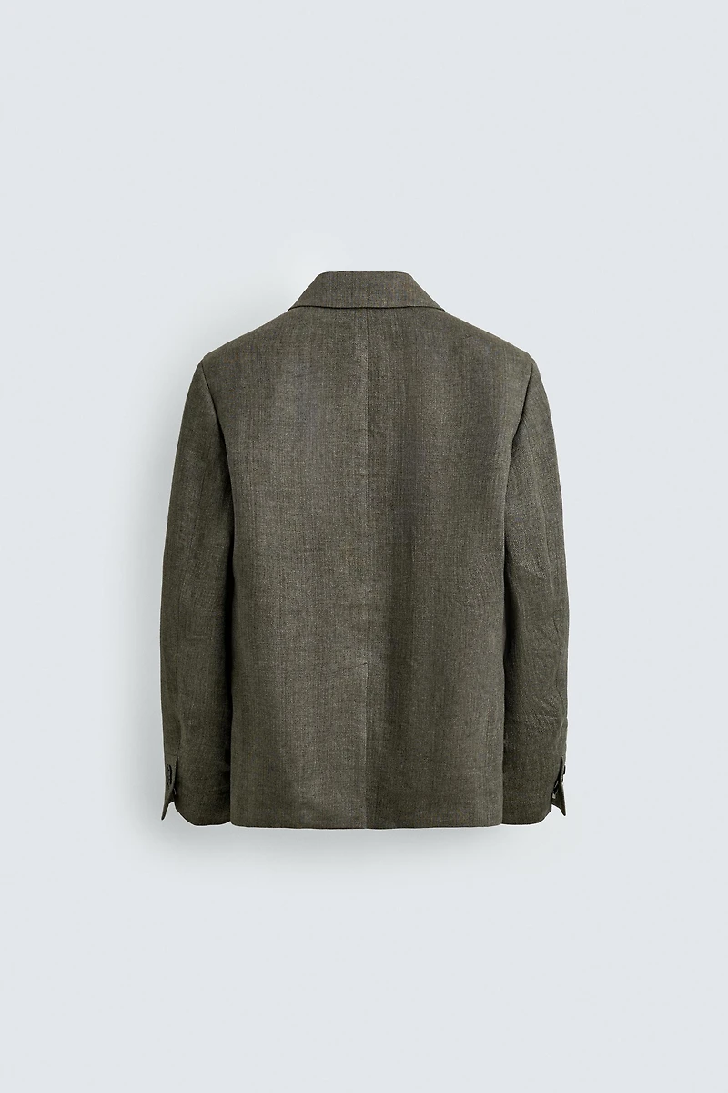 100% LINEN TEXTURED WEAVE BLAZER
