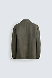 100% LINEN TEXTURED WEAVE BLAZER