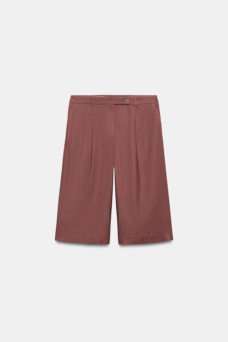 LONG LINEN BLEND SHORTS