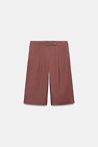 LONG LINEN BLEND SHORTS