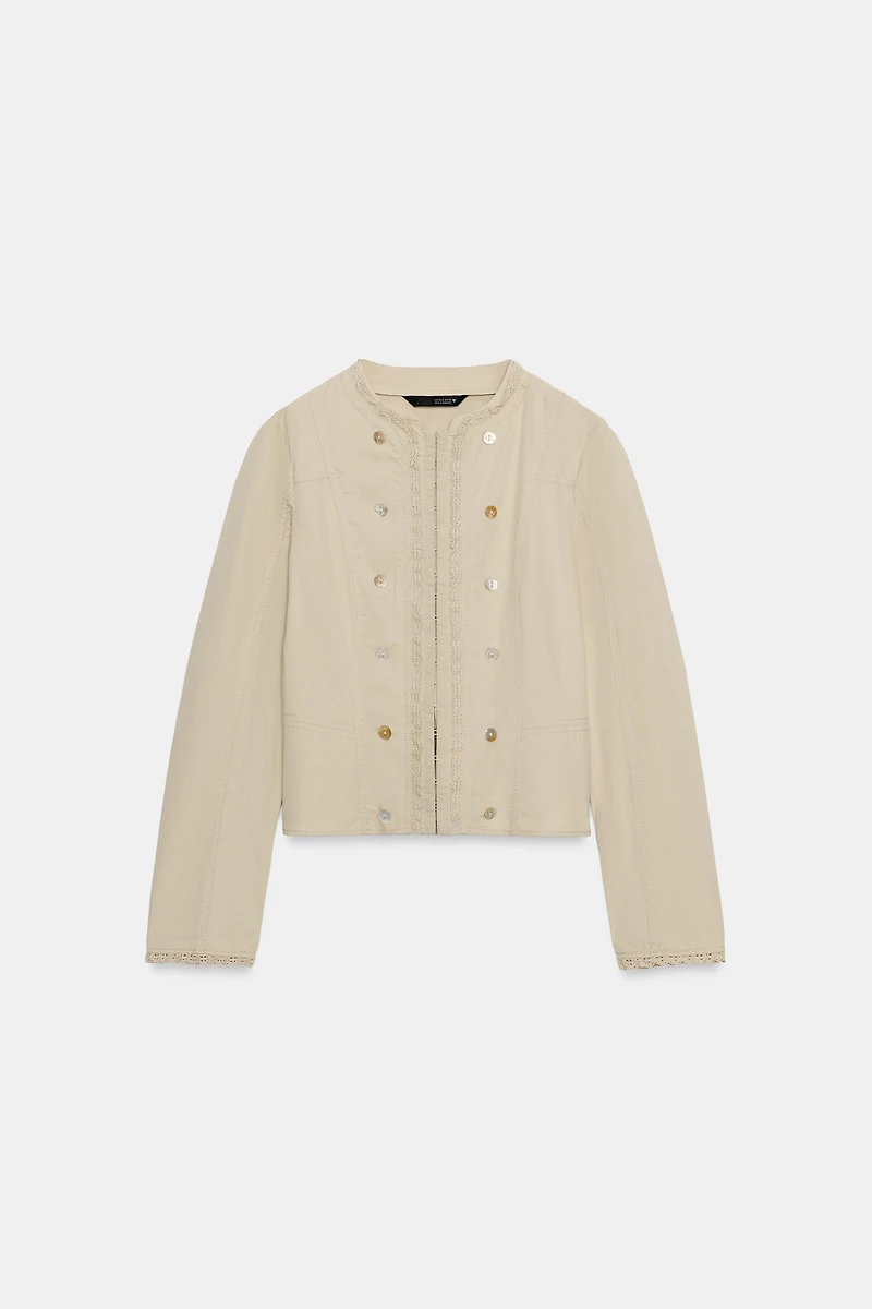COMBINATION LACE BUTTON JACKET