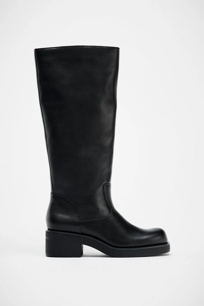 LOW HEEL WATER REPELLENT LEATHER BOOTS