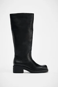 LOW HEEL WATER REPELLENT LEATHER BOOTS