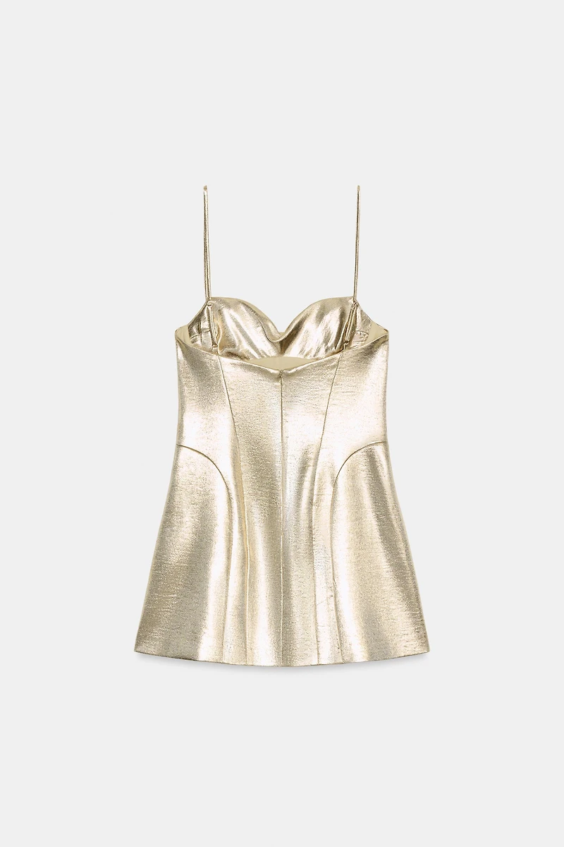 METALLIC EFFECT CORSET MINI DRESS