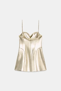 METALLIC EFFECT CORSET MINI DRESS
