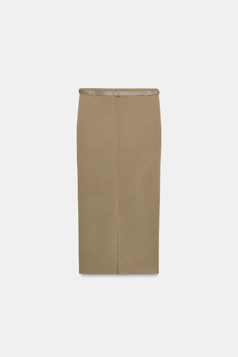 BELTED KNIT SKIRT