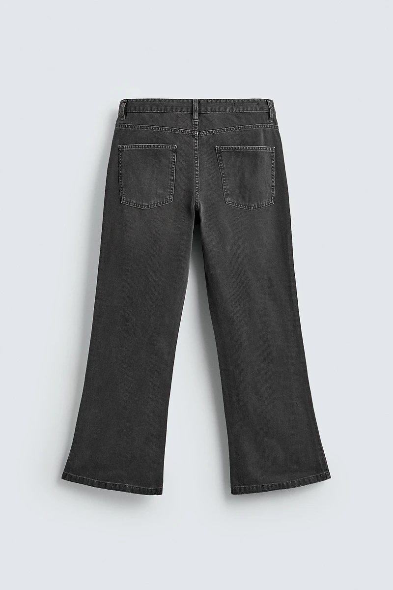 FLARE FIT TEXTURED COTTON PANTS