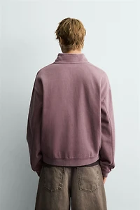 SWEAT DÉLAVÉ COL ZIPPÉ