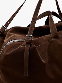 Sac duffle maxi en cuir finition daim