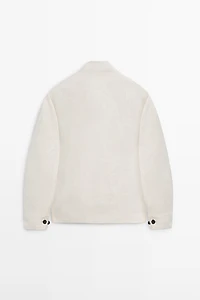 Short linen jacket with herringbone detail