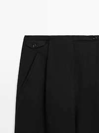 Flowing linen blend trousers with pocket details