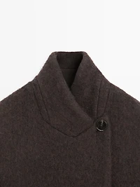 Long double-breasted coat with brushed finish