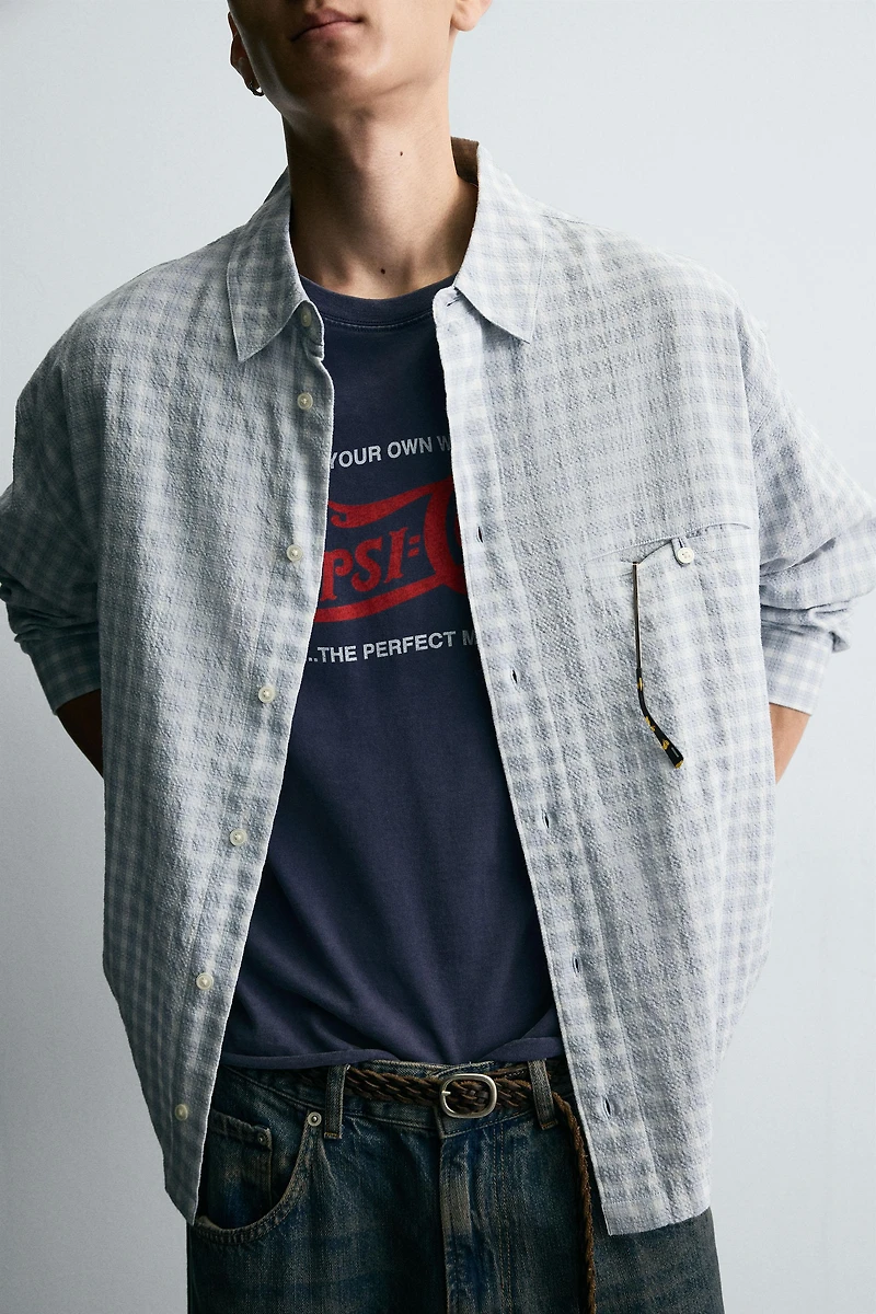 TEXTURED PLAID SHIRT