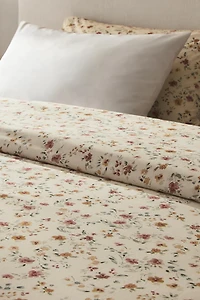 FLORAL COTTON PERCALE DUVET COVER (200 THREAD COUNT)
