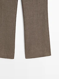 Kick flare cropped linen trousers