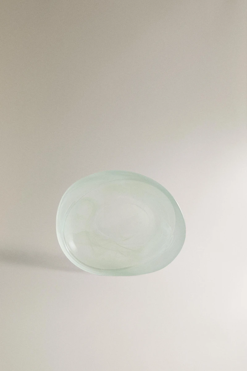 SHADED GREEN GLASS BATHROOM SOAP DISH