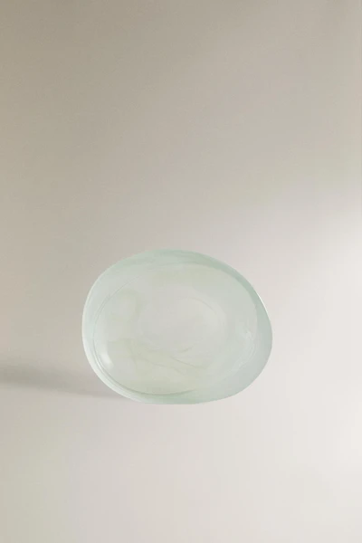 SHADED GREEN GLASS BATHROOM SOAP DISH