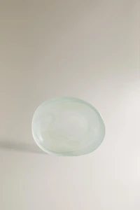 SHADED GREEN GLASS BATHROOM SOAP DISH