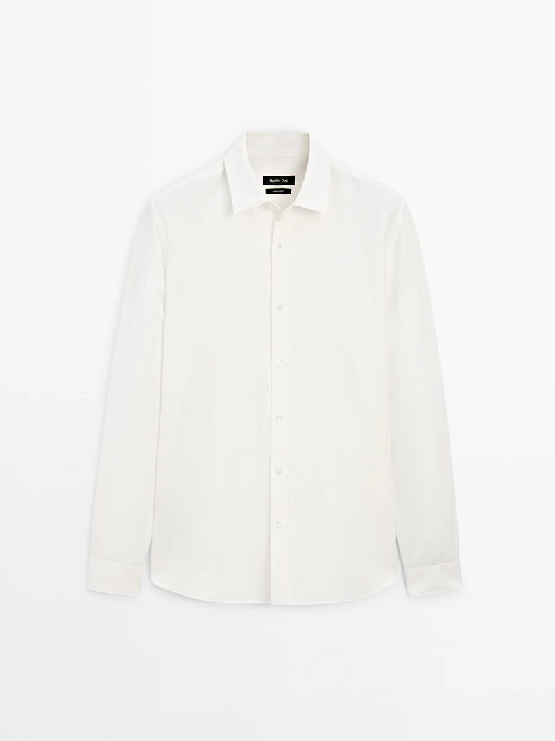 Regular fit linen blend shirt